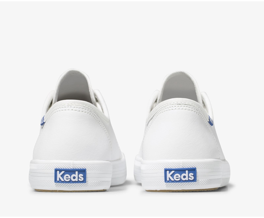 Womens Keds Sneakers - Kickstart Leather - White - 7084-ISRKU